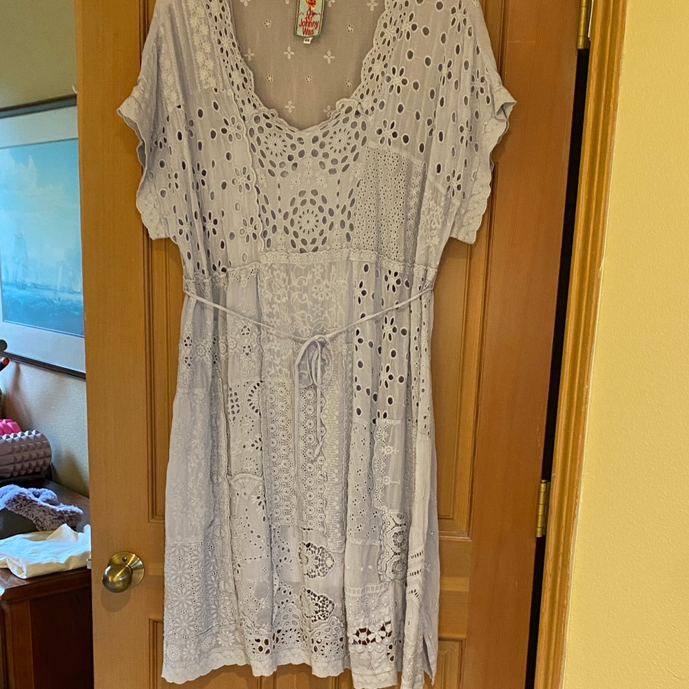 Johnny Was Lavender Eyelet Dress with Slip